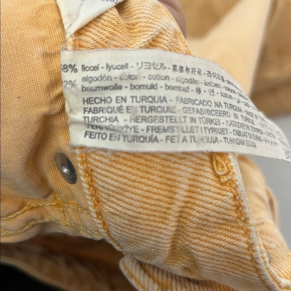 Zara Orange Distressed Frayed Wide Leg Denim Jeans Womens sz 6 Straight - Picture 6 of 7